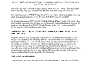 Kế hoạch 82/KH-UBND 2012 nông nghiệp ứng dụng công nghệ cao công nghệ sinh học Tiền Giang