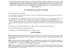 Quyết định 163/QĐ-QLD năm 2012 danh mục 36 thuốc nước ngoài thuốc có hoạt chất