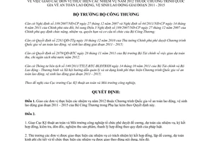 Quyết định 3555/QĐ-BCT năm 2012 giao đơn vị thực hiện nhiệm vụ năm 2012