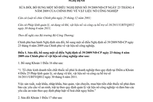 Nghị định 54/2012/NĐ-CP sửa đổi Nghị định 39/2009/NĐ-CP vật liệu nổ công nghiệp