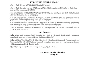 Quyết định 25/2012/QĐ-UBND thành lập tổ chức khoa học và công nghệ Lào Cai