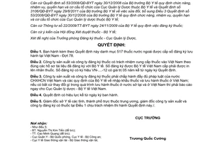 Quyết định 164/QĐ-QLD năm 2012 về danh mục 517 thuốc nước ngoài được cấp số đăng