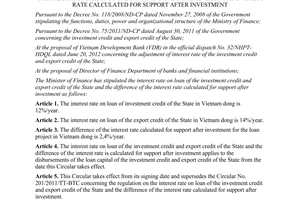 Circular No. 104/2012/TT-BTC concerning the regulation on the interest rate