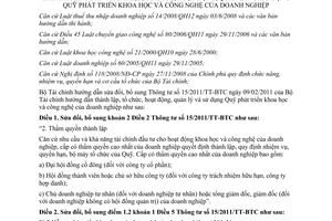 Thông tư 105/2012/TT-BTC sửa đổi Thông tư 15/2011/TT-BTC hướng dẫn thành lập