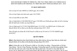 Quyết định 20/2012/QĐ-UBND Quy định trình tự thủ tục thực hiện chính sách