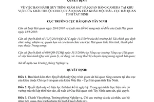Quyết định 191/QĐ-HQTN năm 2012 về Quy trình giám sát hải quan bằng camera