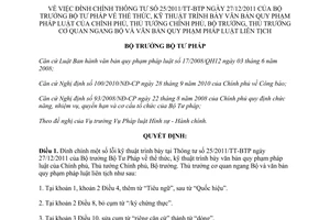 Quyết định 1857/QĐ-BTP năm 2012 đính chính Thông tư 25/2011/TT-BTP