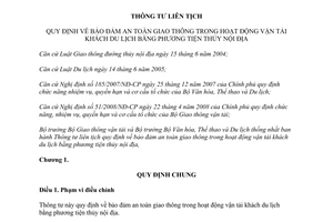 Thông tư liên tịch 22/2012/TTLT-BGTVT-BVHTTDL quy định bảo đảm an toàn