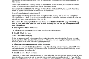 Thông tư 21/2012/TT-BGTVT sửa đổi Thông tư 32/2010/TT-BGTVT quy định soạn thảo