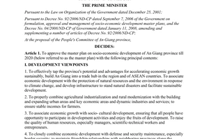 Decision No. 801/QD-TTg approving the master plan on socio-economic development