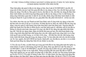 Chỉ thị 08/CT-UBND năm 2012 nâng cao chất lượng Quản lý đầu tư xây dựng cơ bản Nam Định