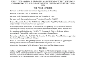 Decision No. 799/QD-TTg on approval of the national action program on reduction