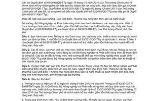 Thông tư 28/2012/TT-BNNPTNT Danh mục máy móc thiết bị được hưởng chính sách