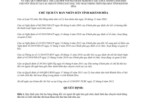 Quyết định 1578/QĐ-CTUBND năm 2012 thù lao đối với người đã nghỉ hưu Khánh Hòa