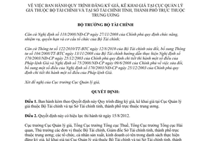 Quyết định 1625/QĐ-BTC năm 2012 Quy trình đăng ký giá kê khai giá