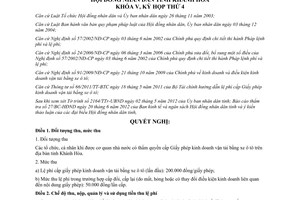 Nghị quyết 03/2012/NQ-HĐND mức thu chế độ thu nộp quản lý sử dụng lệ phí