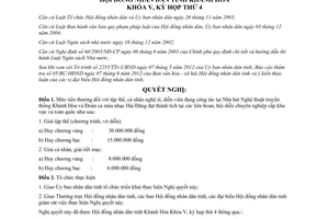 Nghị quyết 15/2012/NQ-HĐND tiền thưởng nghệ sĩ diễn viên Nhà hát nghệ thuật truyền thống Khánh Hòa