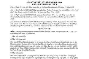 Nghị quyết 06/NQ-HĐND năm 2012 Chương trình phát triển nhân lực tỉnh Khánh Hòa