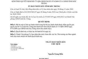 Quyết định 134/QĐ-UBND bãi bỏ thủ tục hành chính Sở Y tế tỉnh Sóc Trăng