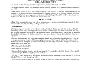 Nghị Quyết 05/NQ-HĐND năm 2012 Quy hoạch phát triển hệ thống giáo dục đào tạo Khánh Hoà
