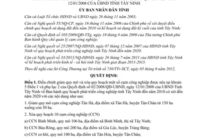 Quyết định 30/2012/QĐ-UBND điều chỉnh quy hoạch cụm công nghiệp