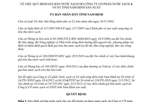 Quyết định 13/2012/QĐ-UBND quy định giá bán nước sạch