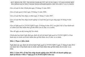 Nghị định 60/2012/NĐ-CP hướng dẫn Nghị quyết 29/2012/QH13 chính sách thuế