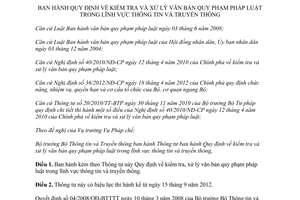 Thông tư 13/2012/TT-BTTTT Quy định kiểm tra và xử lý văn bản quy phạm pháp luật