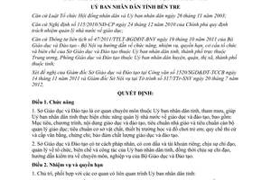 Quyết định 1399/QĐ-UBND 2012 tổ chức và biên chế Sở Giáo dục Bến Tre