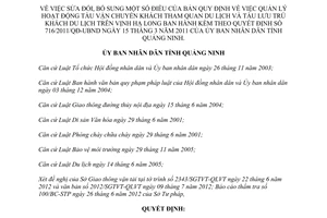 Quyết định 1886/2012/QĐ-UBND sửa đổi Quy định quản lý hoạt động tàu vận chuyển