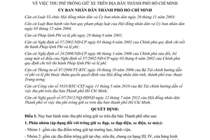 Quyết định 32/2012/QĐ-UBND phí trông giữ xe trên địa bàn Thành phố Hồ Chí Minh