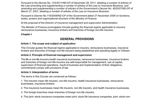 Circular No. 125/2012/TT-BTC on guiding financial regime applicable to insurers