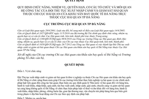 Quyết định 281/QĐ-HQĐNg năm 2012 quy định chức năng nhiệm vụ quyền hạn cơ cấu tổ