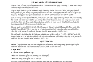 Quyết định 12/2012/QĐ-UBND mức học phí công lập lệ phí tuyển sinh Hà Nam