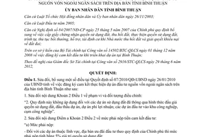 Quyết định 30/2012/QĐ-UBND sửa đổi Quyết định 07/2010/QĐ-UBND đăng ký cam kết