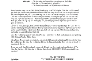 Công văn 4914/BGDĐT-GDĐH Kế hoạch triển khai tổ chức đánh giá bình xét lĩnh vực