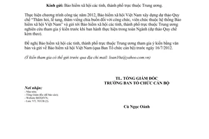 Công văn 2510/BHXH-TCCB tham gia góp ý dự thảo quy chế Thăm hỏi lễ tang