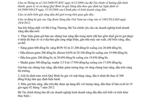 Công văn 8823/BTC-QLG điều hành giá xăng dầu
