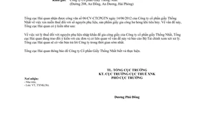 Công văn 3336/TCHQ-TXNK xử lý thuế nguyên phụ liệu dư thừa khi tiêu hủy