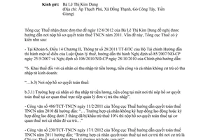 Công văn 2368/TCT-TNCN nơi nộp hồ sơ quyết toán Thuế thu nhập cá nhân