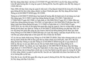 Công văn 14/BXD-HTKT công tác quản lý đường đô thị