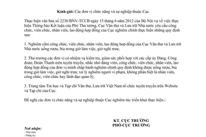 Công văn 608/VTLTNN-TCCB không uống rượu bia trong giờ làm việc nghỉ trưa