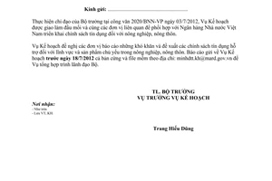 Công văn 3223/BNN-KH đề xuất chính sách tín dụng đối với nông nghiệp nông thôn