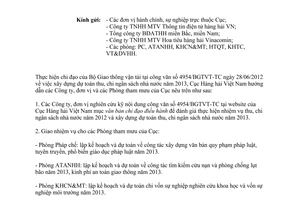 Công văn 1818/CHHVN-KHTC xây dựng dự toán thu, chi ngân sách nhà nước năm 2013
