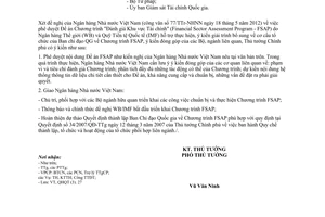 Công văn 936/TTg-QHQT phê duyệt Đề án Chương trình FSAP