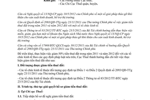 Công văn 5230/CT-QLD trình tự thủ tục giải quyết giảm tiền thuê đất