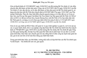 Công văn 9384/BTC-KHTC phương án sắp xếp lại xử lý nhà đất