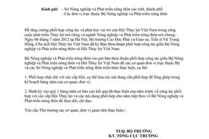 Công văn 3358/BNN-TCTL phối hợp công tác Hội Thủy lợi Việt Nam