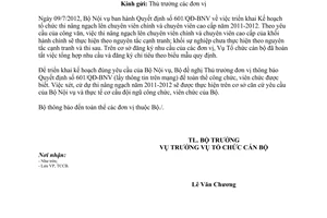 Công văn 2388/LĐTBXH-TCCB kế hoạch tổ chức thi nâng ngạch công chức 2011-2012