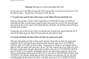 Công văn 396/CVL-BHTN&QLLĐ 2012 giấy phép lao động cho người nước ngoài làm việc tại Việt Nam